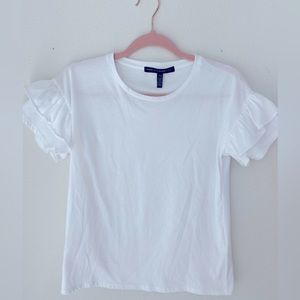 White House Black Market white ruffle sleeve top